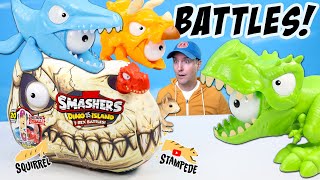 Smashers Dino Island T Rex Battles Mosasaurus Eye Popper Review [upl. by Geaghan]