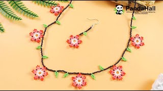 Collier de perles de rocaille de fleurs [upl. by Ylluz]