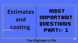 ESTIMATE AND COSTING  most expected Question  draftman  Civil Engineering  UKSssc  Part 1 [upl. by Travis]