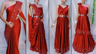 5 ELEGANT DRAPING OF PLAIN SAREEGOWN STYLE SAREE DRAPINGSTEP BY STEPHINDIGLAMBEAUTYYS [upl. by Anegue]