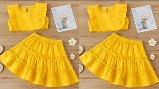 Kids top and skirt cutting and stitching4 to 5 year baby girl top with skirt [upl. by Oicelem514]