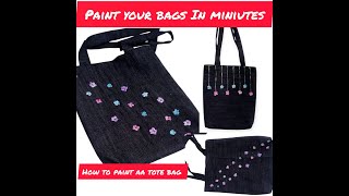 How to paint a Tote Bag  How to paint with Fabric Paint   DIY acrylic paint on a denim material [upl. by Eirret]