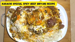 Karachi Special Beef Biryani Recipe  Homemade Biryani  Special Spicy Biryani Recipe cooking [upl. by Nahgam]