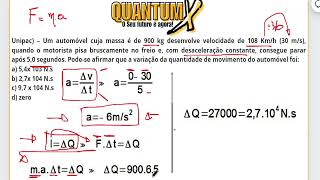 Unipac – Um automóvel cuja massa é de 900 kg desenvolve velocidade Questões de Física  Quantum X [upl. by Atteram]