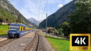 Cab Ride  Interlaken to Grindelwald Switzerland  Train Driver view  4k 60p uhd video [upl. by Martine]