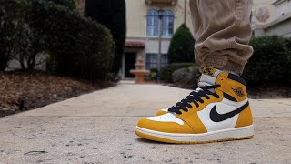 Air Jordan 1 Yellow Ochre  REVIEW  ON FOOT AND LACE SWAP [upl. by Yoko]