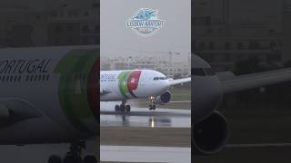 A330200 TAP Air Portugal landing with Wet Runway at Lisbon Airport [upl. by Ahsille144]