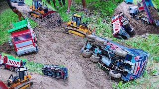 KAMAZ And Hino700 Flipped upside down its amazing Dozer RC Komatsu D65PX Save Construction Rural [upl. by Aicargatla]