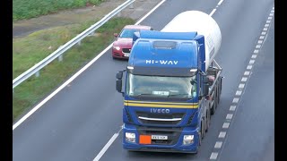 IVECO HiWay tank A1M motorway trucks spotting [upl. by Nnylarej]