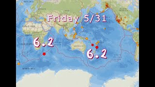 62 Earthquake Kermadec Trench 62 EQ Southwest Indian Ridge Busy Friday 5312024 [upl. by Naol688]