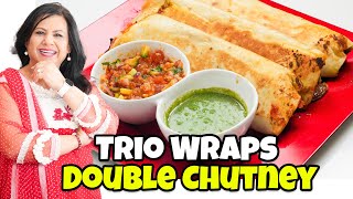 NATURAL TRI COLOR WRAPS ❤️ Plus 2 Chutney Recipes in Hindi Urdu  RKK [upl. by Ecinnahs792]