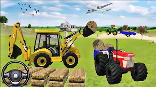 🚧Drive a JCB And Loading Heavy Round Bales From Tractor Trolley in Game tractor jcb gamingvideos [upl. by Spatola167]