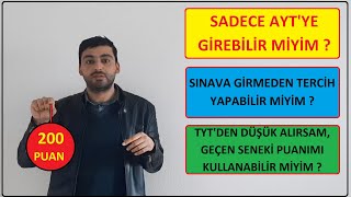 TYTDE YÜKSEK OLAN PUANIM MI KULLANILACAKSADECE AYTYE GİREBİLİR MİYİMBARAJ ALTI KALIRSAM NE OLUR [upl. by Lyrad]