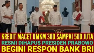 NOMINAL KREDIT MACET 300 SAMPAI 500 DIHAPUS PRABOWO  BEGINI TANGGAPAN BRI [upl. by Irwin141]