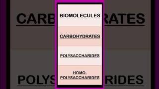 Carbohydrates Biomolecules Biochemistry shorts  Monosaccharides Disaccharides Polysaccharides [upl. by Moskow]