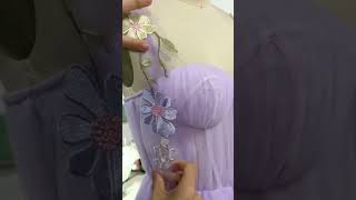 Making a midi floral embroidery Lavender prom dress 👗🧶🧵 [upl. by Clark]