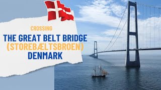 Crossing The Great Belt Bridge  Storebæltsbroen  Denmark  Europe Roads [upl. by Nannette445]