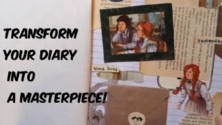 DIY Dream Diary Paper Crafting Tutorial  Magical Diary Makeover Paper Collage Art Journaling [upl. by Asilanna489]