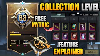 NEW COLLECTION LEVEL FEATURE IN PUBG MOBILE EXPLAINED  GET FREE MYTHIC EMOTE RENAME CARD MATERIAL [upl. by Clute]