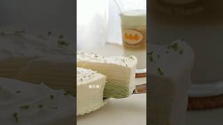 Matcha crepe cake recipe ASMR part 2 cr blueberrytheta on IG purpleyamcookie kookycookie shorts [upl. by Sorce]