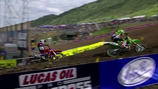 Thunder Valley 450 Moto 2 Baggetts epic around the outside pass on Tomac [upl. by Pardoes]