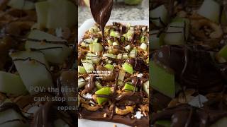 Caramel apple chocolate bark with pretzel crunch ♥️♥️♥️ bark asmr caramelapple snack [upl. by Giark]