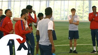 Football Karaoke with Englands Under 21 football team [upl. by Atileda785]