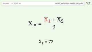 Find the midpoint between two points p1 726 and p2 6570 StepbyStep Video Solution [upl. by Nosnek]