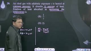 An ideal gas with adiabatic exponent g is heated at constant pressure It absorbs Q amount of he [upl. by Aniral862]