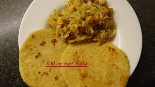 Volkorenmaismeel roti met Spitskool en Kikkererwten vegetarisch [upl. by Ssenav]