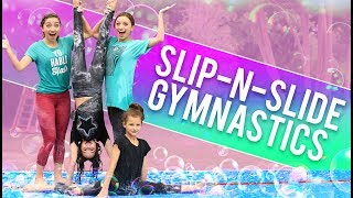 FUNNY SLiPNSLiDE GYMNASTiCS CHALLENGE ft Hayley amp Annie LeBlanc from Bratayley [upl. by Amrac]