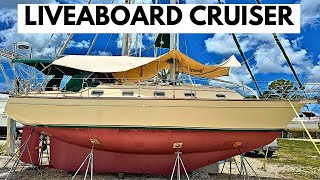 The BEST LIVEABOARD Cruiser out there 380 Island Packet FULL TOUR [upl. by Nirad]