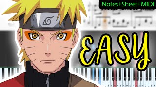 Naruto  Sadness and Sorrow  EASY Piano Tutorial  NotesSheetMIDI [upl. by Ahtreb507]