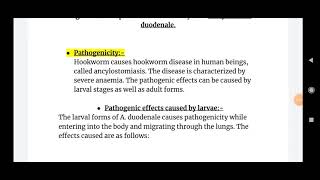 Pathogenicity caused by Ancylostoma duodenalePart 3  BSc sem 5th Zoology By Aniket Gupta [upl. by Lemay]