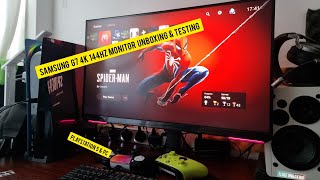 Samsung G7G70A 4k 144hz monitor Unboxing amp testing [upl. by Retsae]