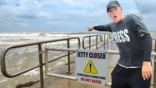 HUGE WAVES Hurricane Beryl Texas RIP CURRENTS Storm Chasing [upl. by Modestia555]