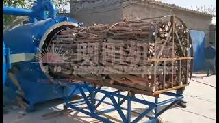 Horizontal carbonization retort Wood charcoal furnace [upl. by Aliac]