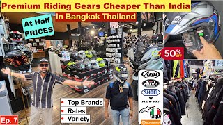 TOP RIDING GEARS AT HALF PRICES IN BANGKOK  Rates amp Full Tour Arai Shoei Airoh AGV Alpinestars etc [upl. by Ettenel]