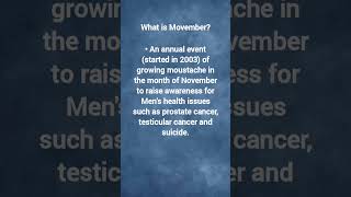 MOVEMBER MOUSTACHE MENSHEALTH GENERALKNOWLEDGE [upl. by Hairym519]