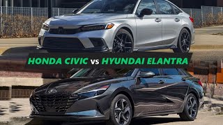 2023 Honda Civic vs 2023 Hyundai Elantra – Affordable Family Cars [upl. by Gasparo30]