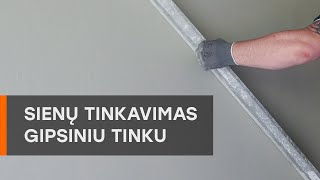 Sienų tinkavimas gipsiniu tinku [upl. by Nirehtak]