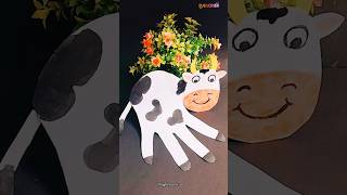 Diy Easy kids cow Craft🖐️🐄😨 shorts trending diy viralvideo funny craft kids youtubeshorts [upl. by Wons]