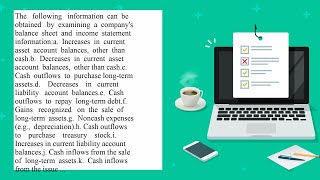 The following information can be obtained by examining a company s balance sheet and income state [upl. by Karim]