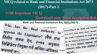 MCQ related to BAFIA 20732017 Part 2 Assistants to officers level NRBADBLNBLRBB [upl. by Doralin]