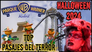 Parque WARNER Madrid  HALLOWEEN 2024  TOP Pasajes del TERROR [upl. by Ahsenek]