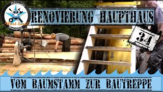 DIY🌲Vom🪓 Baumstamm 📐zur📏 Bautreppe🪓 Treppe super günstig💲💲 selber bauen [upl. by Anilecram]