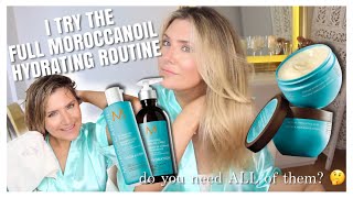 I TRY THE FULL MOROCCANOIL INTENSE HYDRATING ROUTINE  WORTH IT [upl. by Ahsemaj]