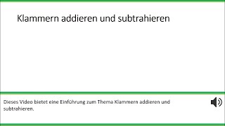 Mathe Terme mit Klammern addieren und subtrahieren einfach und kurz erklärt [upl. by Chesnut]