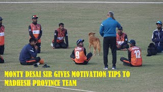 Monty Desai giving some Motivation tips to Madhesh Province team after its win over APF in PM Cup [upl. by Eduam]