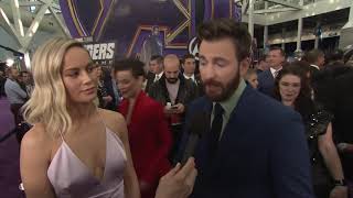 Avengers Endgame Chris Evans amp Brie Larson quotCaptain America amp Captain Marvelquot Premiere Interview [upl. by Felicio]